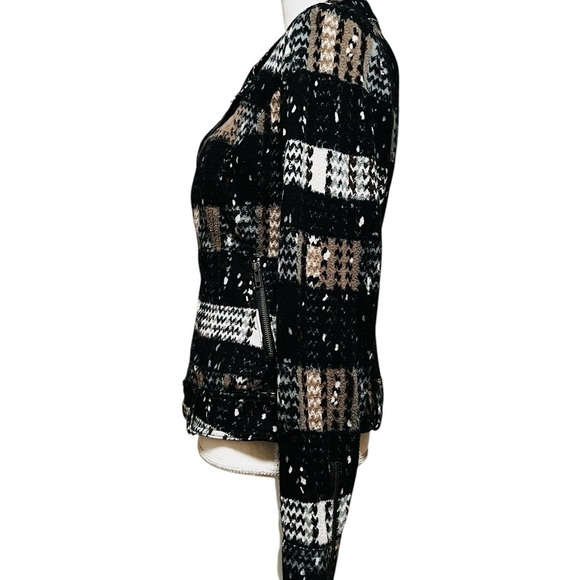 FREE PEOPLE WOMEN’S MOTTO JACKET SIZE 6 BLACK WITH TAN & GREEN - Picture 3 of 10